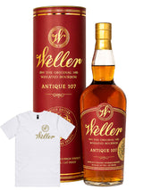 W.L. Weller 7 Year Old "Cigar Cut" Antique 107 Kentucky Wheated Bourbon Whiskey 700mL + Tee Shirt Bundle