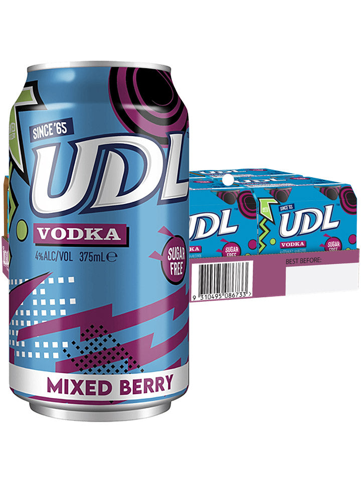 UDL Vodka & Zero Sugar Mixed Berry 6 x 4 Pack 375ml Cans