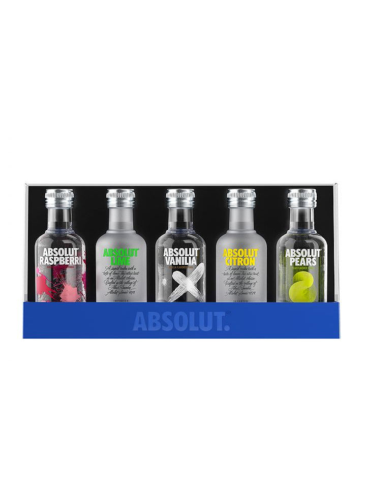 Absolut Five Assorti Miniature Gift Pack Swedish Vodka 5 x 50mL