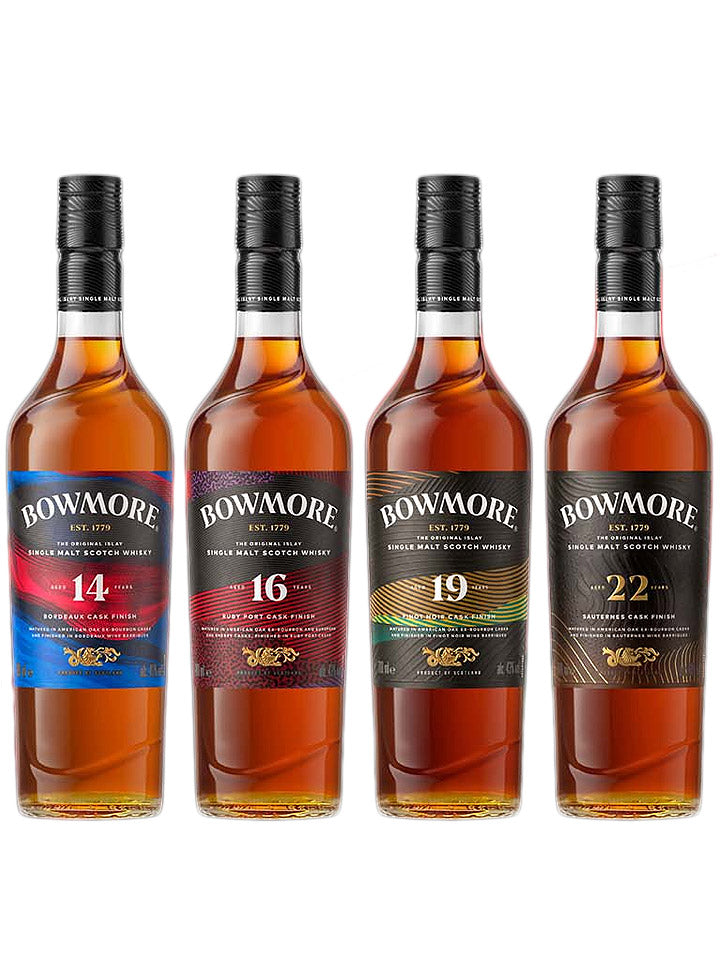 Bowmore Appellations Complete Collection 14, 16, 19 & 22 Year Old Single Malt Scotch Whisky 4 x 700mL