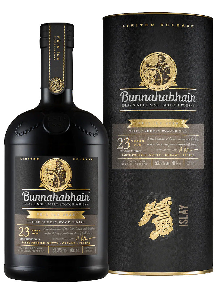 Bunnahabhain 23 Year Old Fèis Ìle 2024 Triple Sherry Wood Finish Cask Strength Single Malt Scotch Whisky 700mL