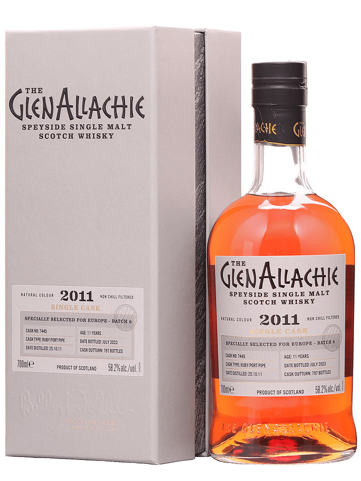 Glenallachie 11 Year Old 2011 Single Cask Ruby Port Pipe Cask Strength Single Malt Scotch Whisky 700mL