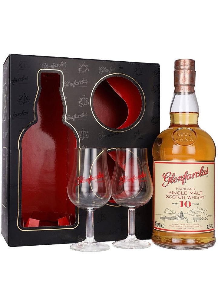Glenfarclas 10 Year Old + 2 Glasses Gift Pack Single Malt Scotch