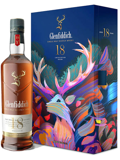 Glenfiddich 18 Year Old Limited Edition Design + Flask Single Malt Scotch Whisky 700mL