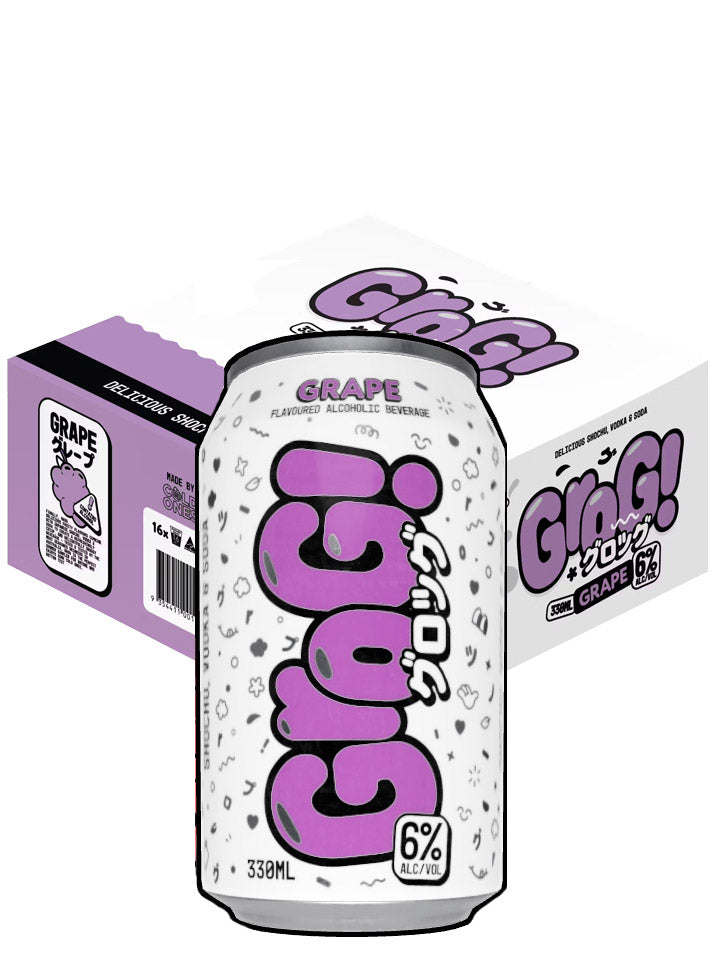 Grog Grape Flavour Premix Shochu, Vodka & Soda 16 x 330mL Cans