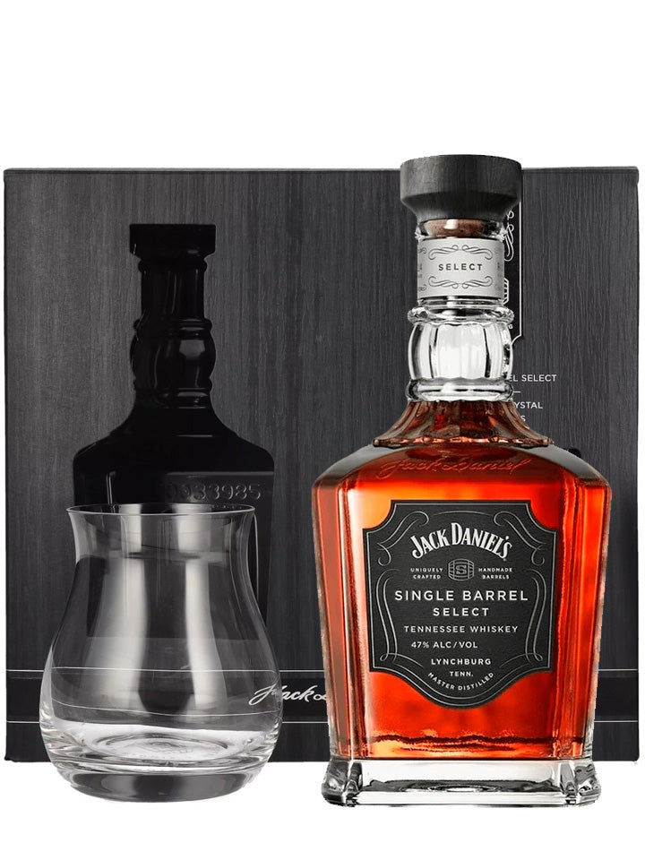 Jack Daniels Single Barrel Select 47% ABV + Glencairn Crystal Snifter Glass Pack Tennessee Whiskey 700mL