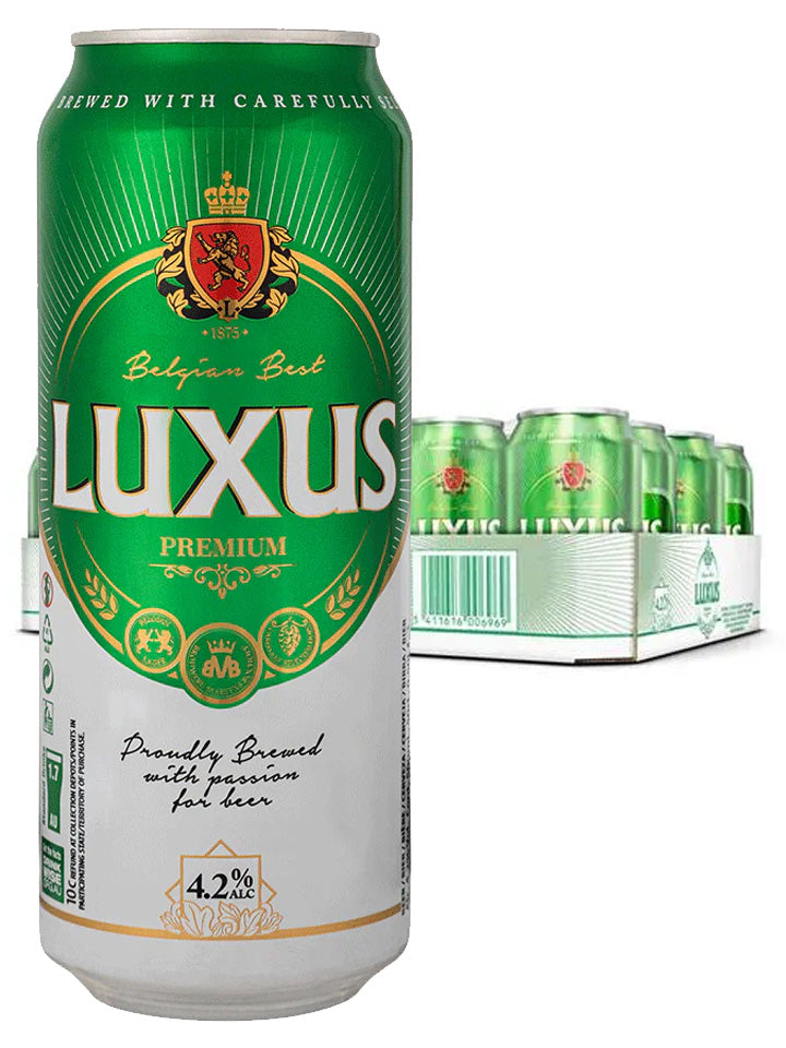 Luxus Belgian Lager Imported Beer Case 24 x 500mL Cans