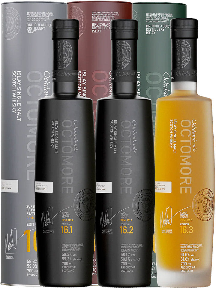 Bruichladdich Octomore 16 Series 1-3 Islay Single Malt Scotch Whisky 3 x 700mL