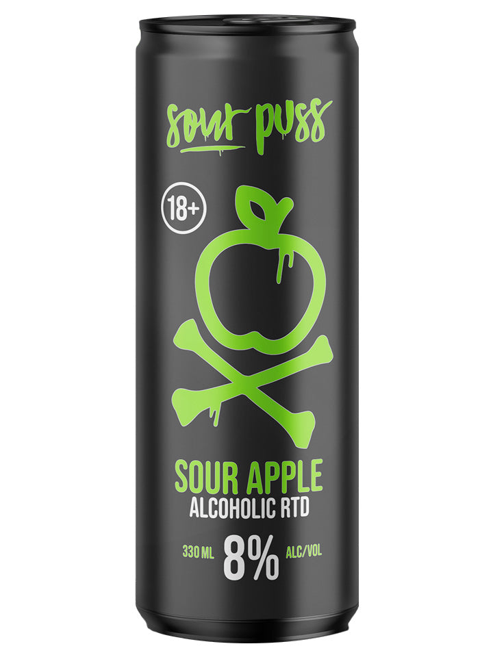 Sour Puss Sour Apple Alcoholic RTD 8 Premix 24 x 330mL Cans The