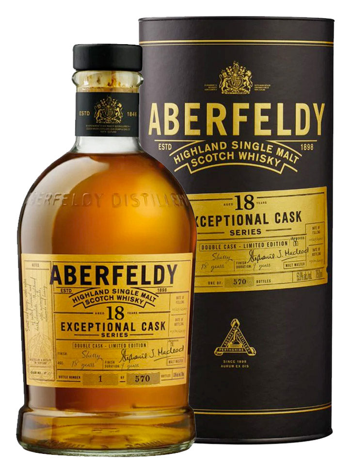 Aberfeldy Exceptional Cask Series 18 Year Old Sherry Finish Cask Strength Single Malt Scotch Whisky 700mL