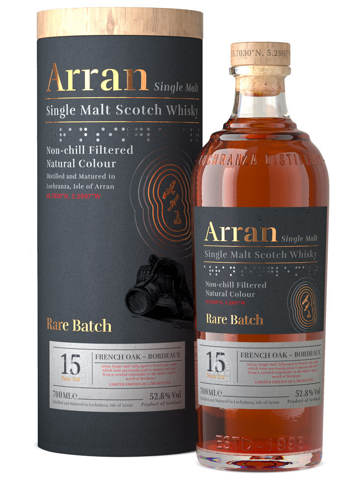 Arran 15 Year Old Rare Batch French Oak Bordeaux Cask Strength Single Malt Scotch Whisky 700mL