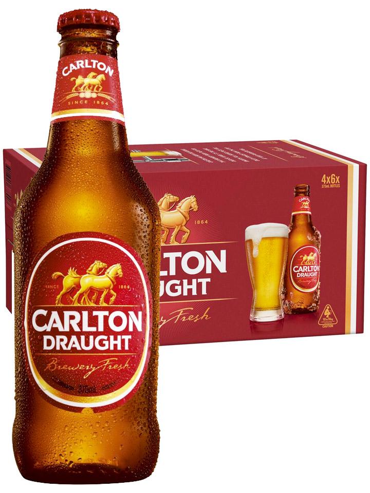 Carlton Draught Beer Case 4 x 6 Pack 375mL Bottles