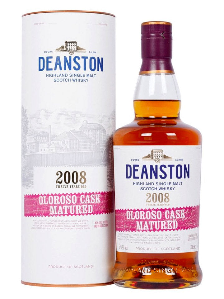 Deanston 12 Year Old 2008 Oloroso Cask Matured Single Malt Scotch Whisky 700mL