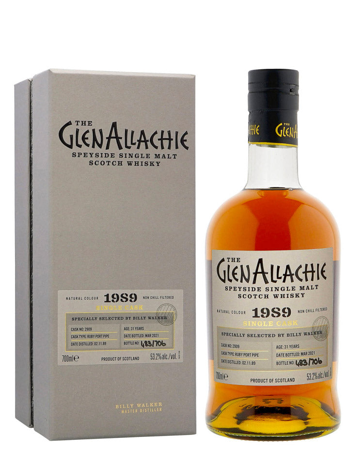 Glenallachie 31 Year Old 1989 Single Cask Ruby Port Pipe Single Malt Scotch Whisky 700mL