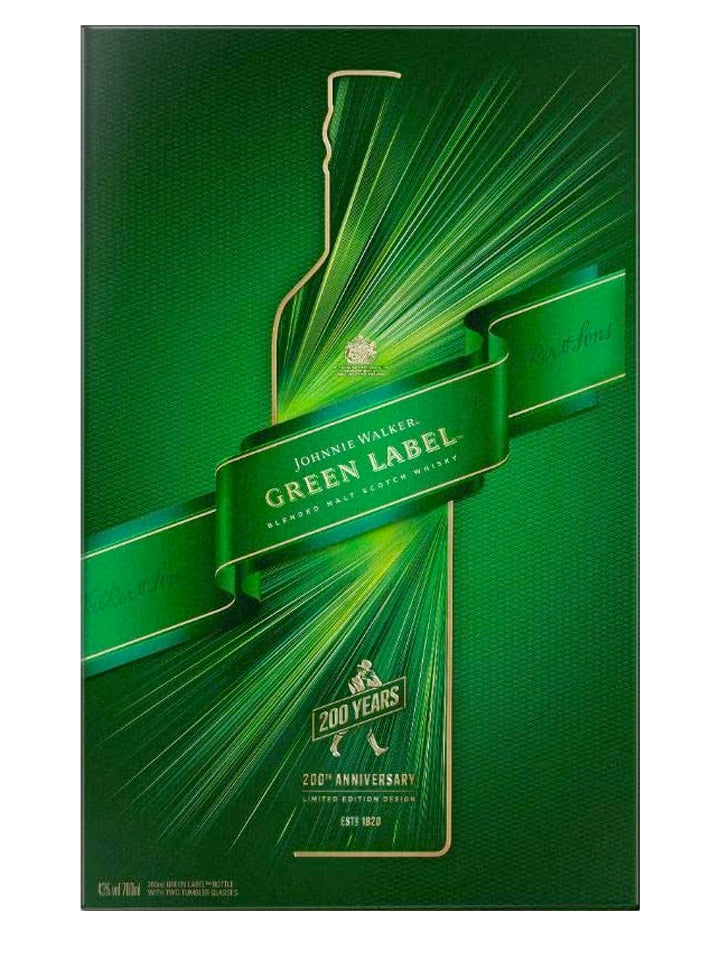 Johnnie Walker 15 Year Old Green Label + 2 Glasses Gift Pack Blended Scotch Whisky 700mL