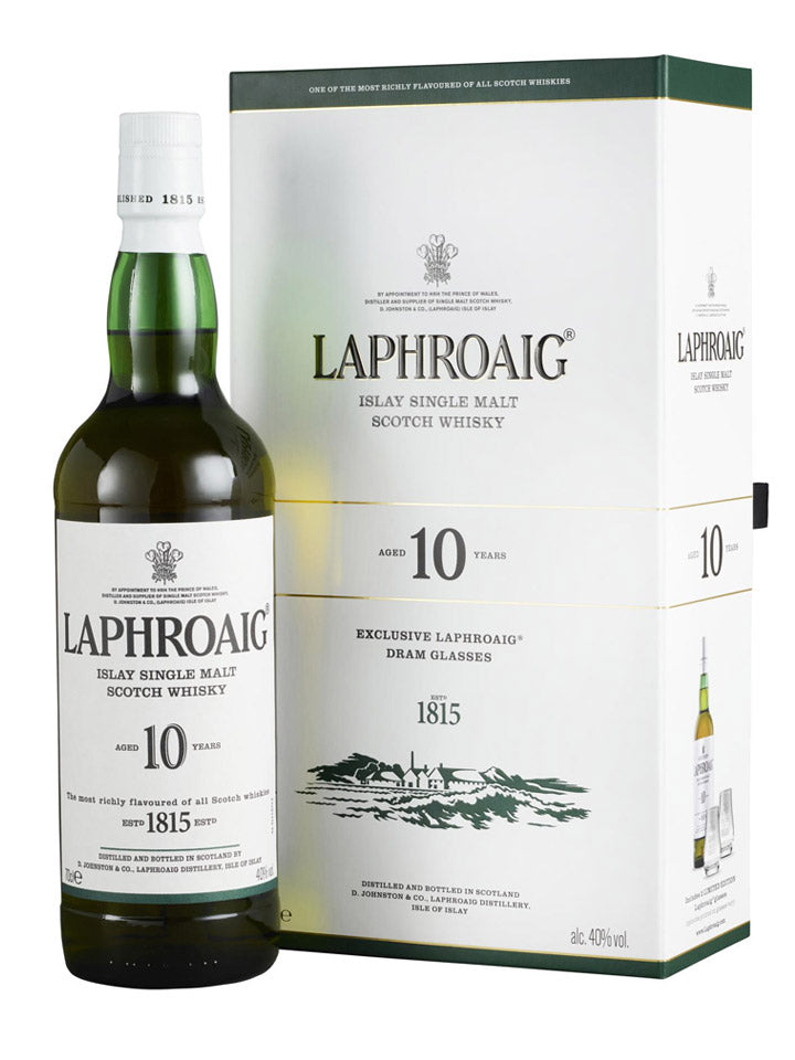 Laphroaig 10 Year Old + 2 Glasses Gift Pack Single Malt Scotch