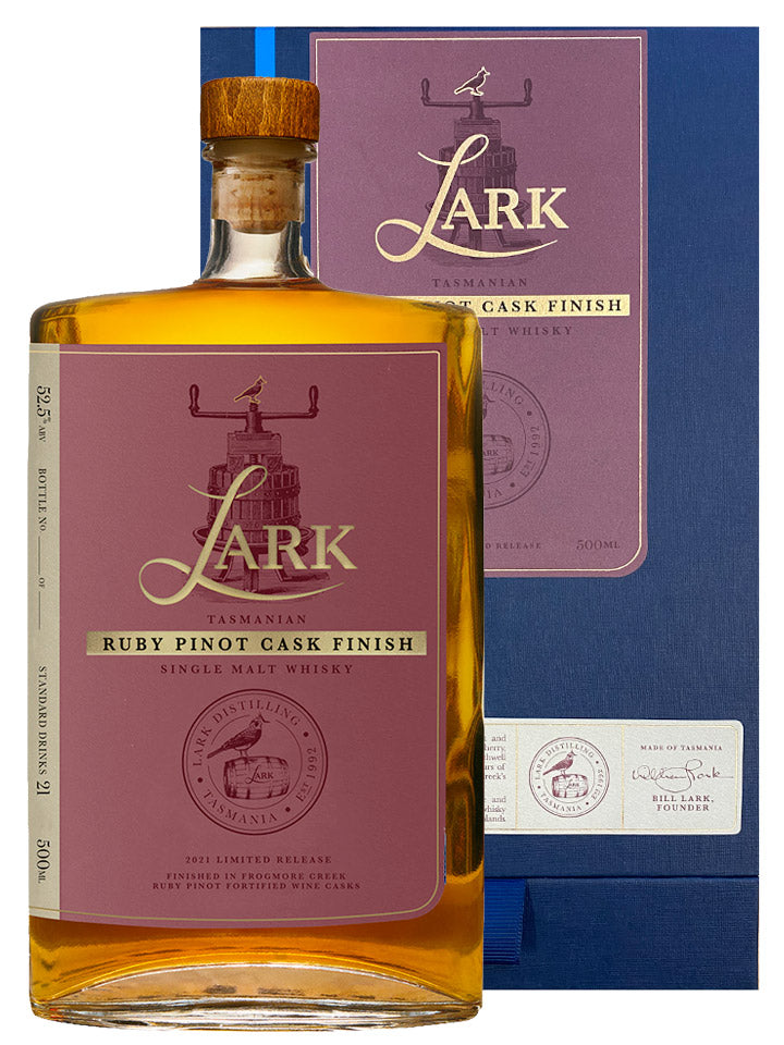Lark Ruby Pinot Cask Limited Release Single Malt Australian Whisky 500mL