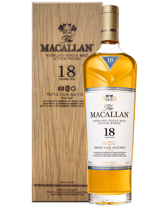 The Macallan 18 Year Old Triple Cask Wooden Box Limited Edition Single –  The Drink Society