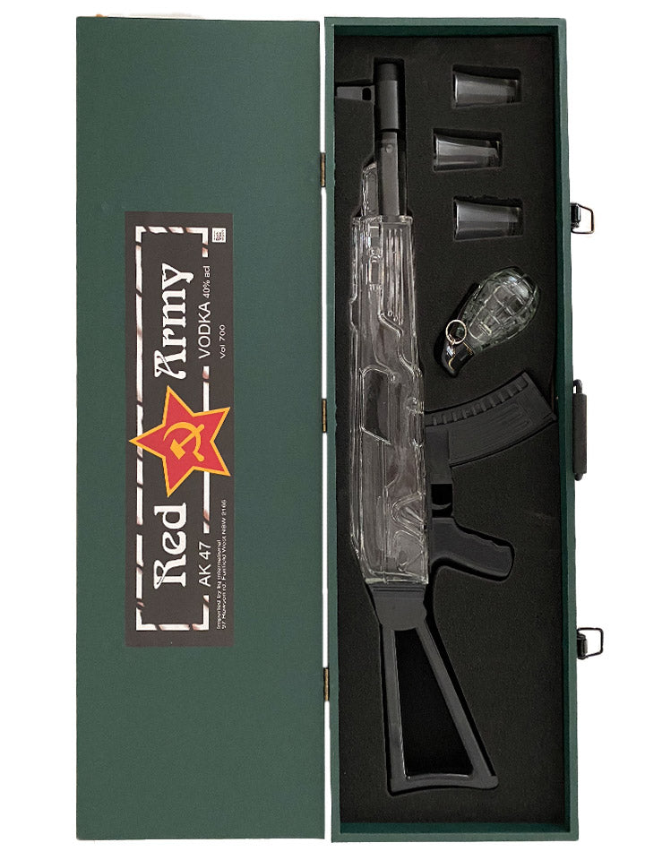 Red Army AK-47 Russian Vodka with Grenade & 3 Shot Glasses 700mL