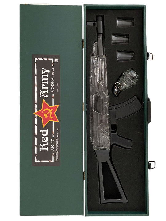Red Army AK-47 Russian Vodka with Grenade & 3 Shot Glasses 700mL